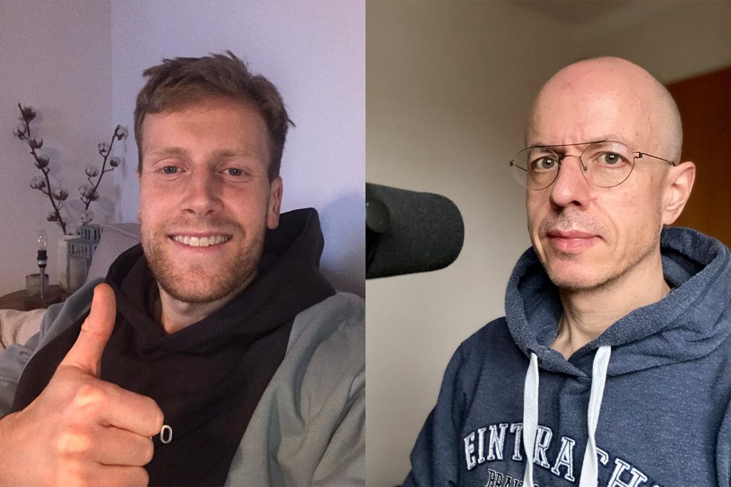 Brian Behrendt und Podcaster Thomas Löwe in Eintracht InTeam 281 Radio Okerwelle Braunschweig